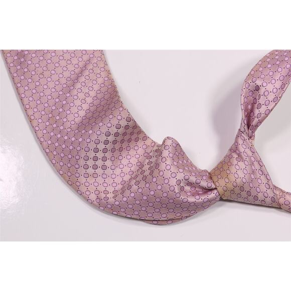 Paul Stuart Pink Polka Dots Jacquard Silk Necktie Tie Stained - Picture 1 of 7